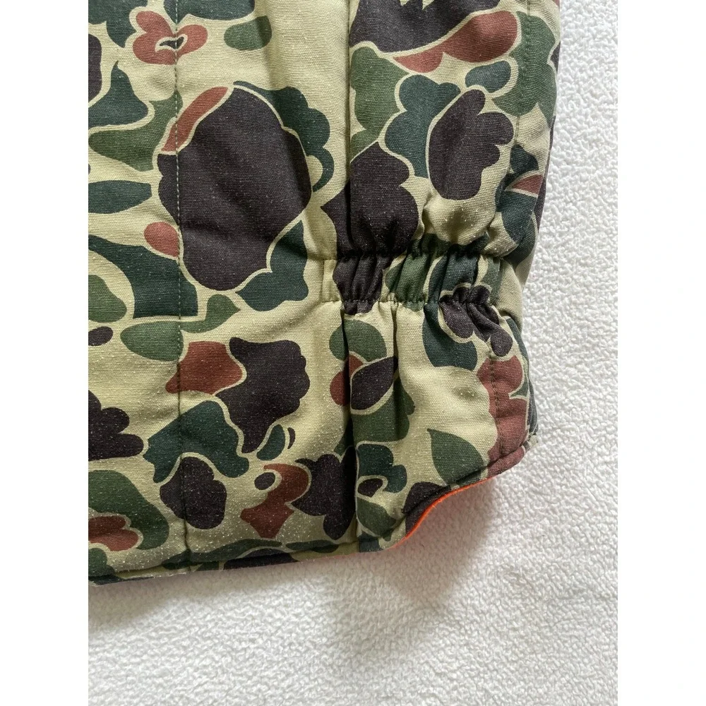80s Walls USA Mens Large Hunting Vest Camo Orange Reversible Insulated Duck